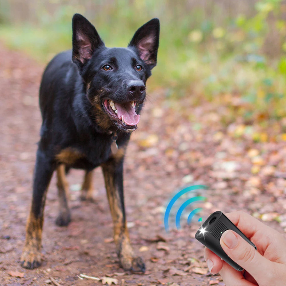 Ultrasonic Dog Bark Deterrent Device Long Range Rechargeable Anti-Barking Device Pet Dog Repeller for Small/Medium/Large Dogs