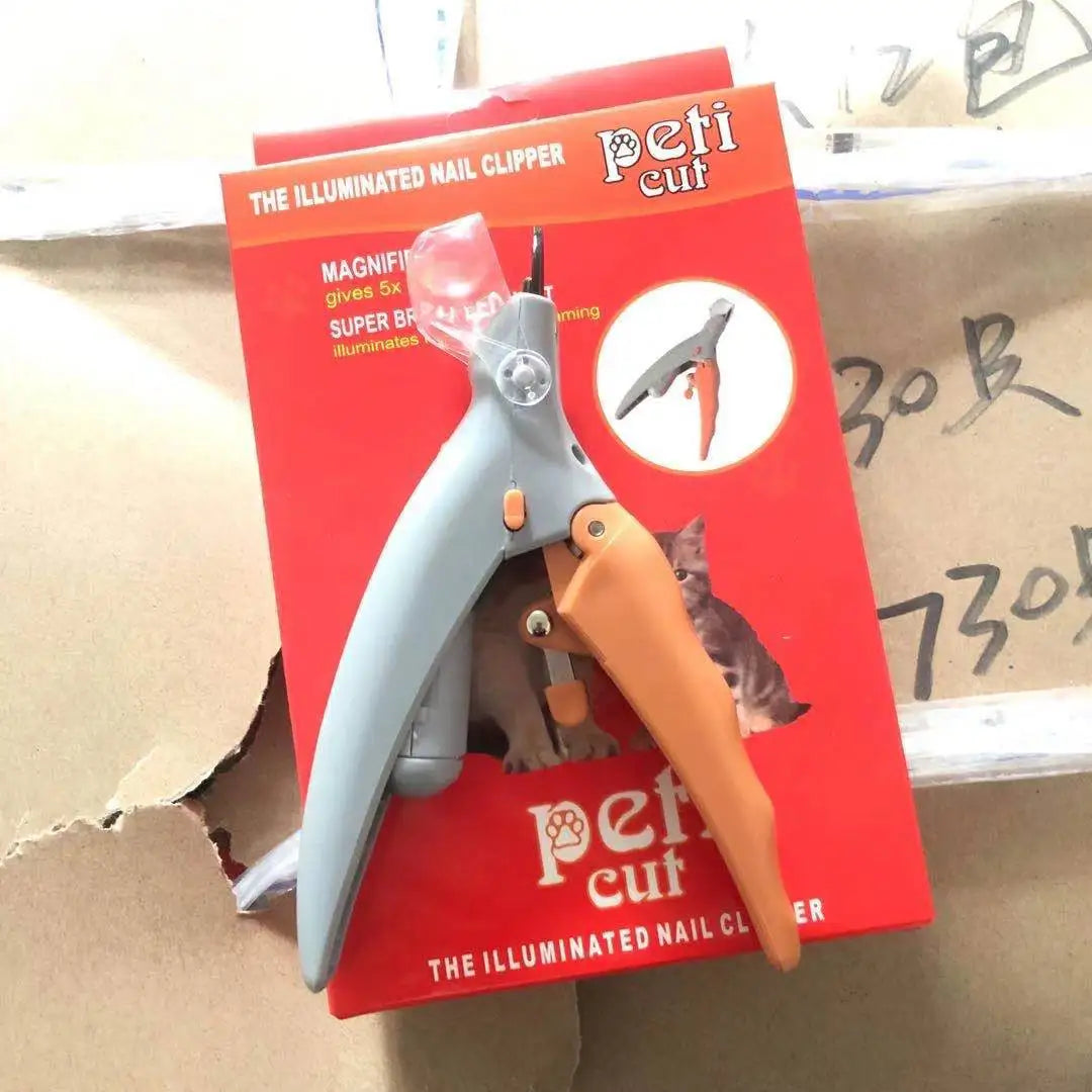 LED Pet Nail Clipper with Bright Light Illuminated Dog Cat Nail Trimmer Safety Pet Grooming Tool