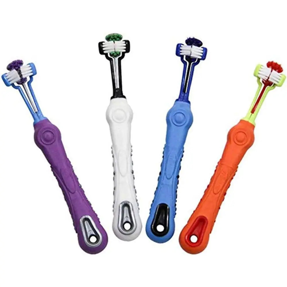 3-Sided Dog Toothbrush Removing Bad Breath Tartar Cleaning Mouth Pet Dental Care Cat Cleaning Mouth (4 Count, Pack of 1)