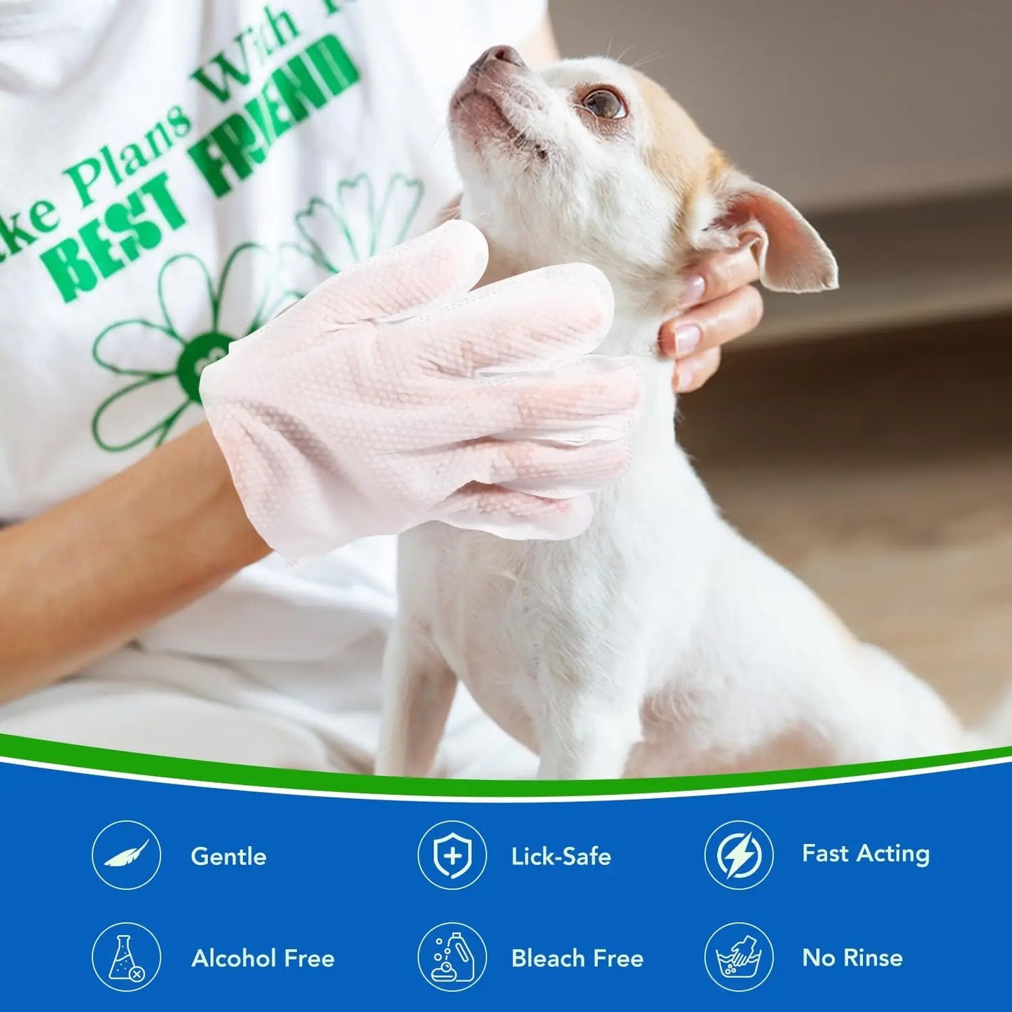 48 Pcs Pet Glove Wipes for Dogs and Cats, Cleaning & Deodorizing Bathing Grooming Wipes, Unscented Thick Nourish Fur Wipes for Dry Cleaning