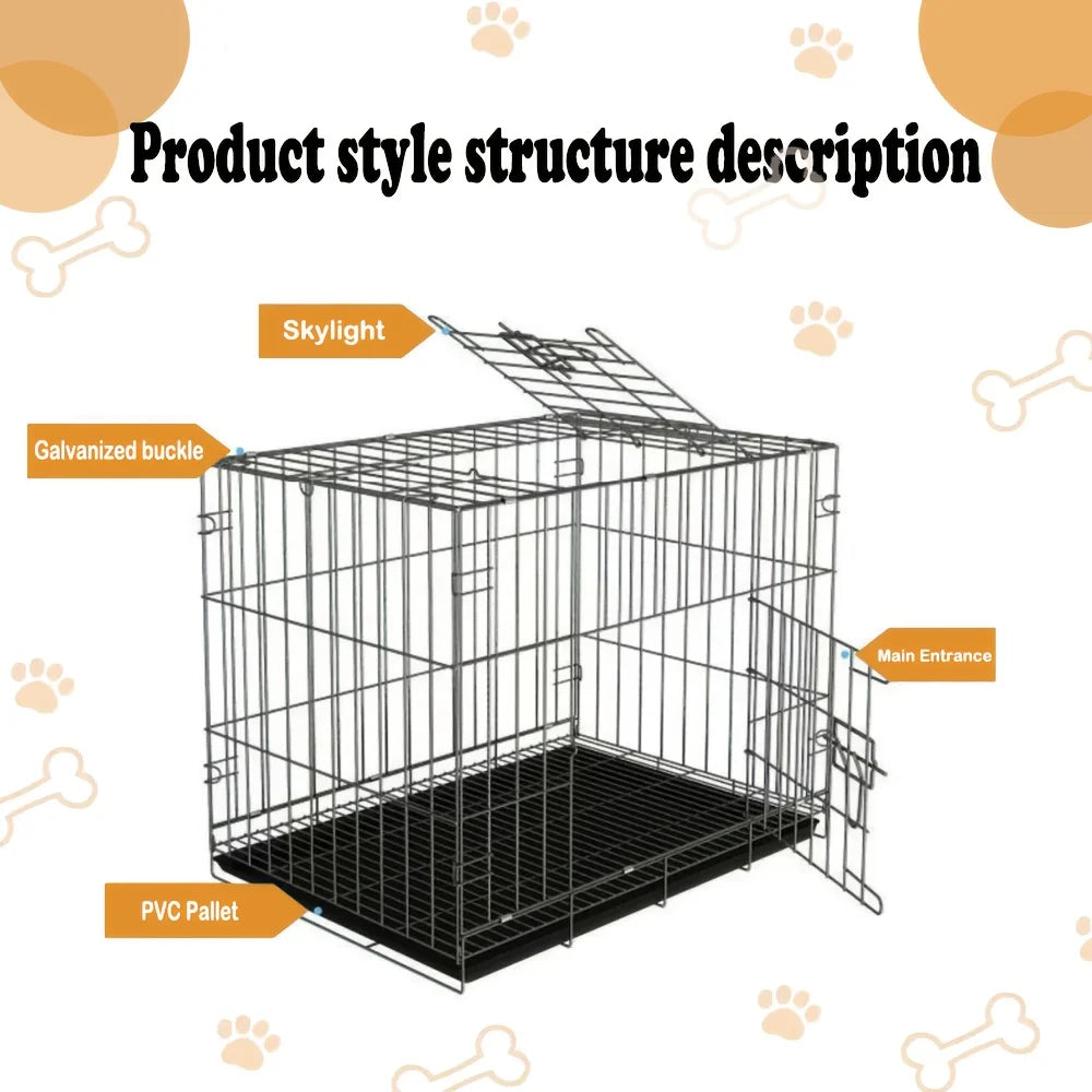 Metal Pet Cage for Dogs And Cats with Leak-proof Tray, Foldable Metal Wire Structure, Suitable for Indoor, Outdoor And Travel, S