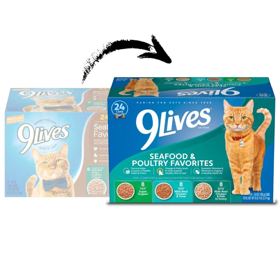 Seafood and Poultry Favorites Wet Cat Food Variety pack, 5.5 oz. Cans Pack of 24