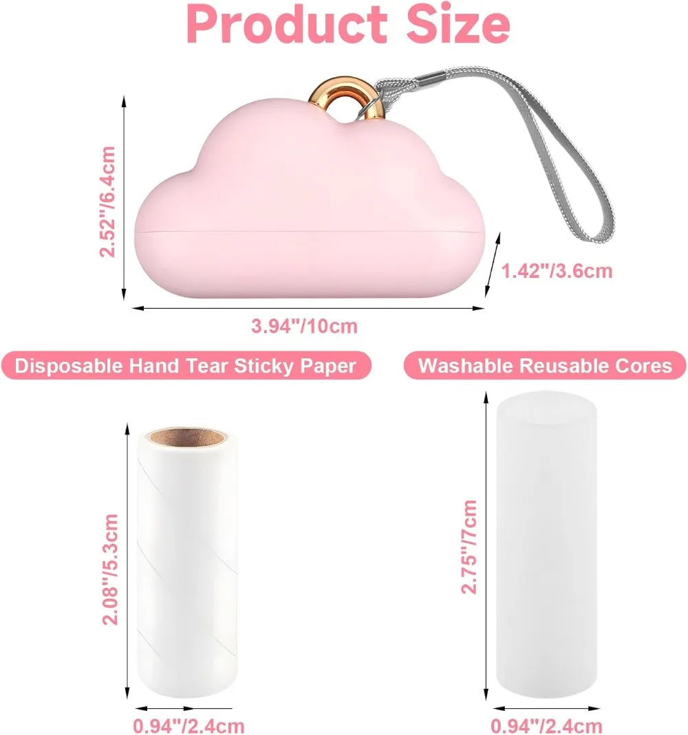 Mini Reusable Lint Roller, Travel Lint Brush with 1 Washable Core & 150 Sheets, Removes Pet Hair & Lint from Clothes, Pink