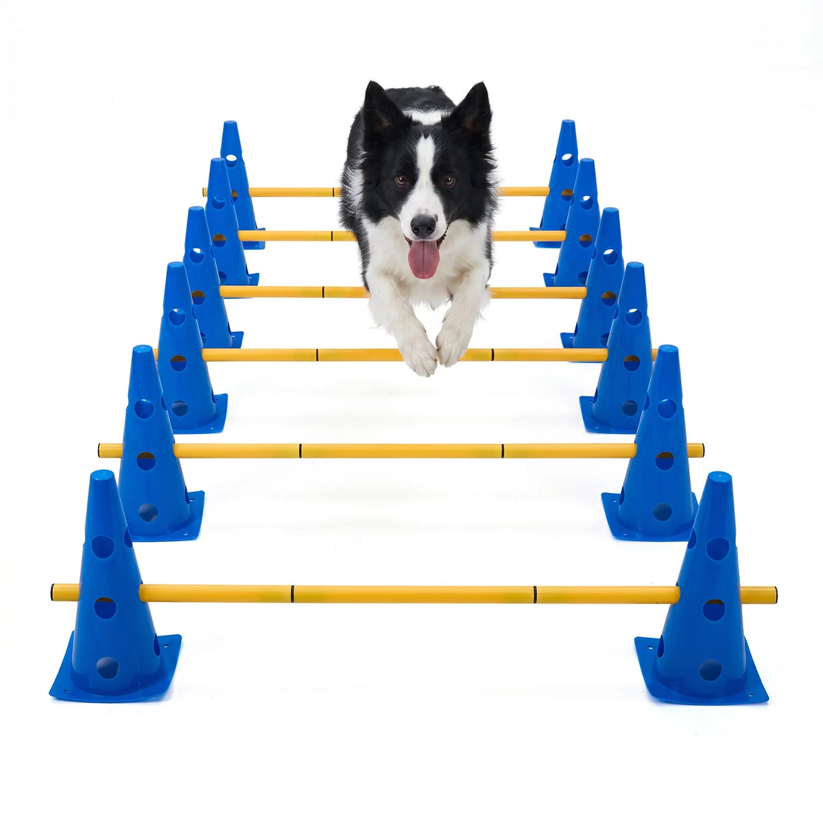 Dog Agility Training Set, 12 Pack Agility Cones with 6 Agility Rods, 3 Height Adjustable Dog Hurdle Training Equipment, Interactive Dog Toy for Outdoor Exercise, Puppy Training and Pet Play