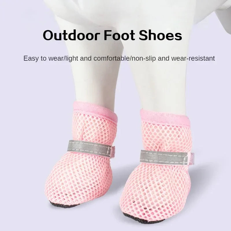 4pcs Dog Shoes Non-slip Breathable Wear-resistant Dog Boots Suitable For Small Medium Sized Pets Puppy Protective Footwear.