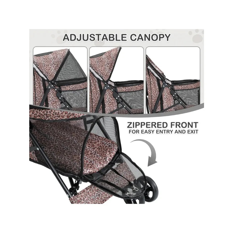 【New style】MoNiBloom 4 Wheels Pet Stroller, Easy-Fold Dog Cat Jogger Stroller W/Rear Storage Bag and Visible Mesh For Small/Med