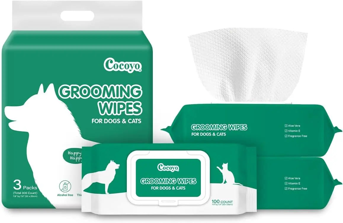 300 Pet Wipes for Dogs & Cats: Plant-Based, Hypoallergenic, Unscented for Paws, Body & Butt - Gentle Cleaning & Deodorizing