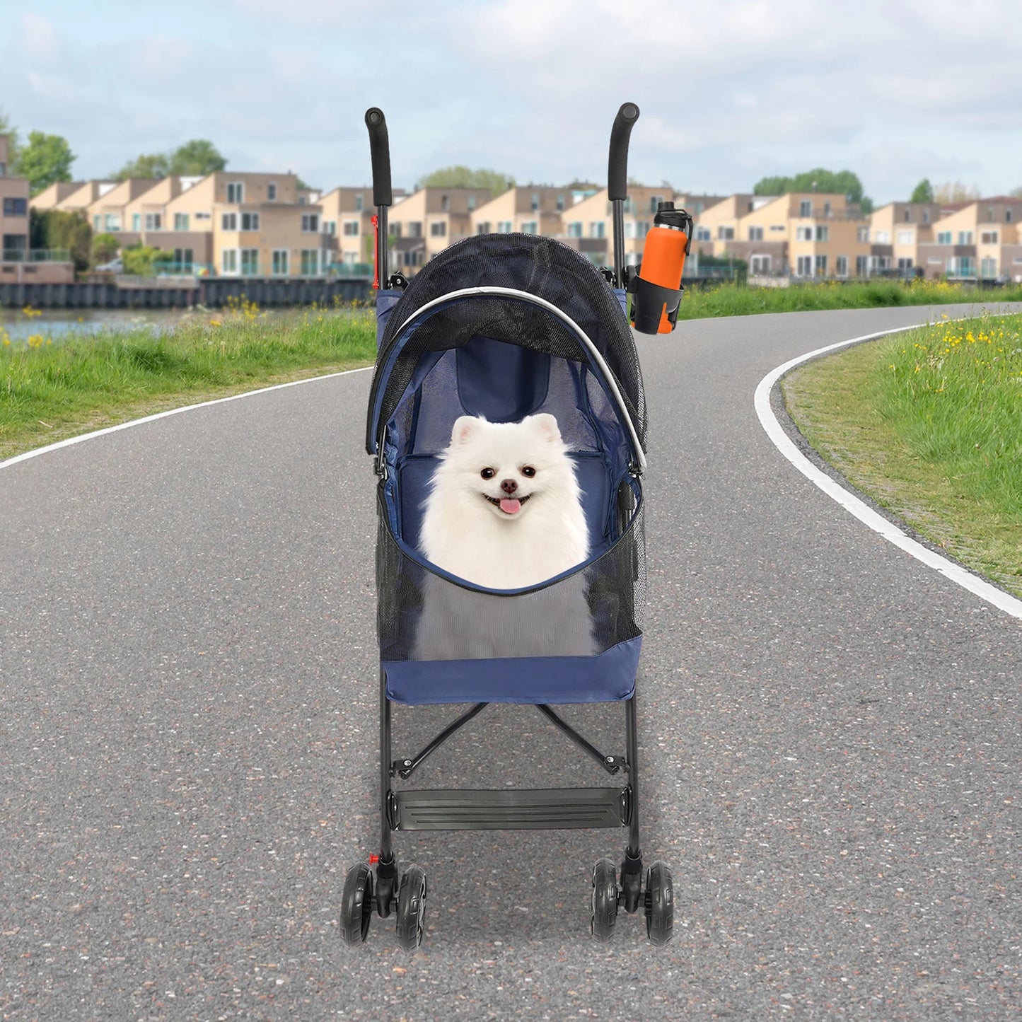 Lightweight Foldable Pet Stroller for Small Medium Dogs Cats Portable Outdoor Travel Pet Cart 10kg Load Bearing