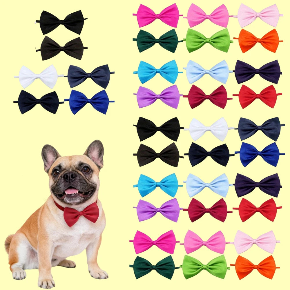 50 Pcs Dog Bow Ties Collar Christmas Adjustable Pet Bowtie Cat Neckties Bulk for Small Medium Puppy Cats Grooming Accessories