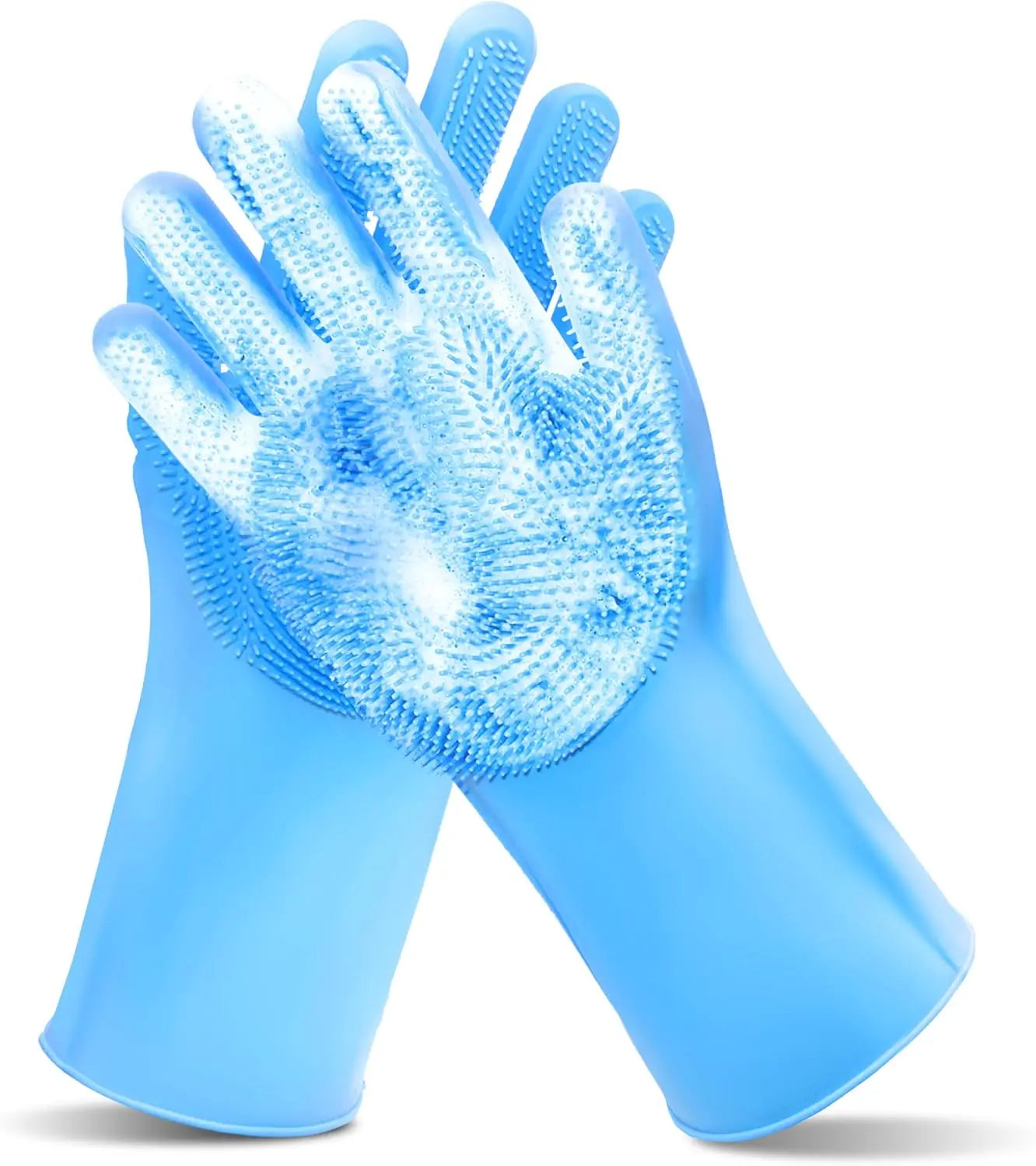 Pet Grooming Gloves—Heat Resistant Dog Washing Gloves with High-Density Teeth, Dog Bath Scrubber with Enhanced Five Finger Desi