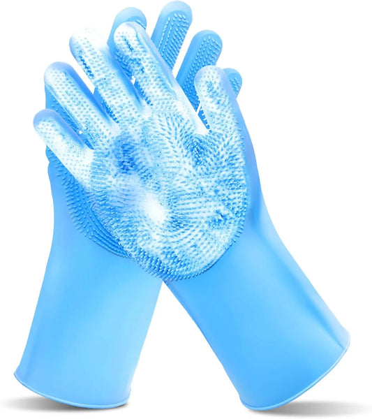 Pet Grooming Gloves—Heat Resistant Dog Washing Gloves with High-Density Teeth, Dog Bath Scrubber with Enhanced Five Finger Desi