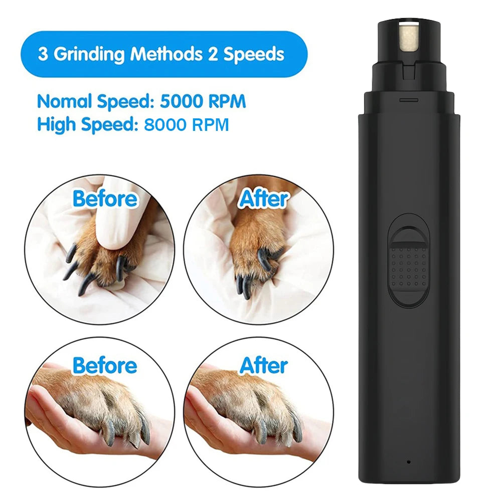 Electric Pet Nail Grinder Painless Paws Grooming and Smoothing Cat Nail Grinder 2-Speed for Small Medium Large Dogs Cats