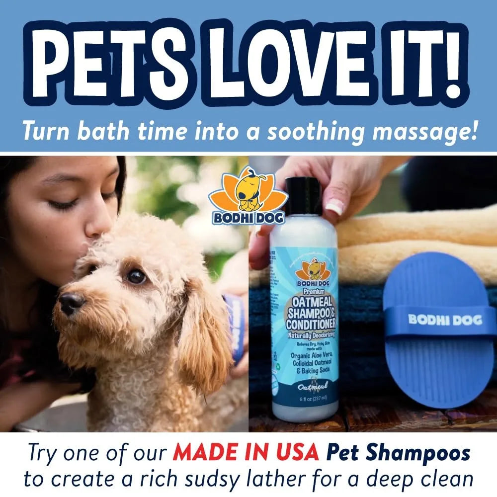 Pet Shampoo Brush for Dogs & Cats - Gentle Rubber Massage Brush for Bathing, Shedding & Grooming, Blue