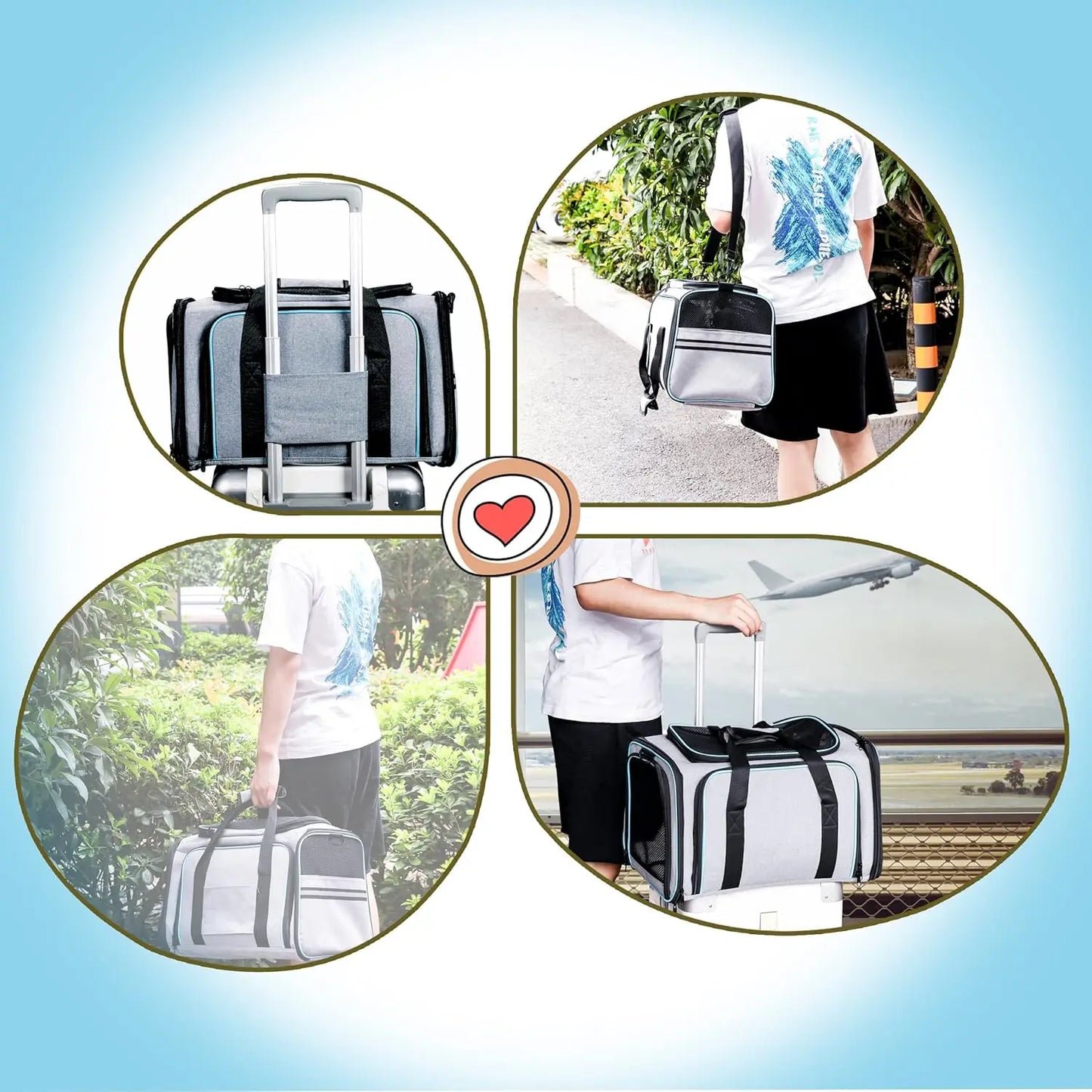 Expandable Soft-Sided Pet Carrier for Cats and Small Dogs, Airline Approved with Removable Pad and Pockets