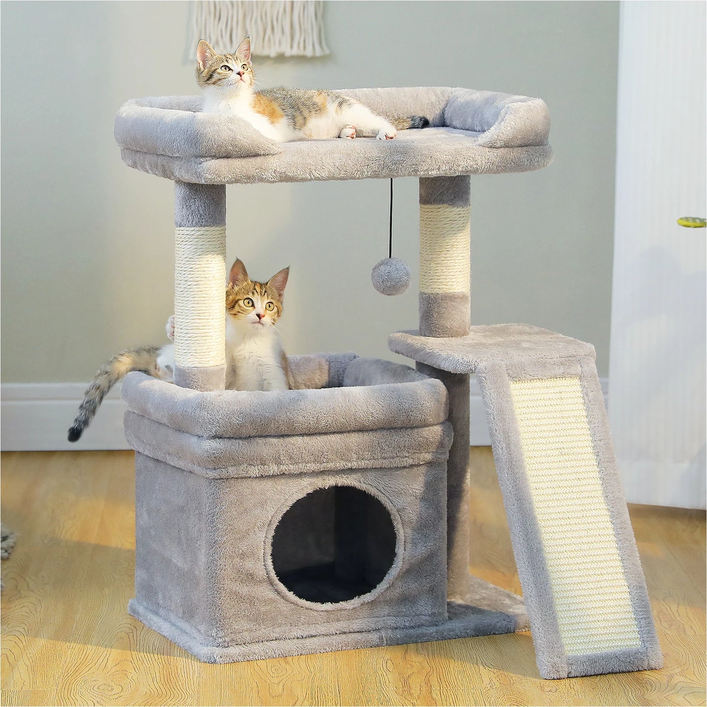 Safe and Stable Cat Tree 27Inches Cat Tower with Cozy Top Perch, Private Cat Condo and Sisal Scratching Post&Pad for Indoor Cats