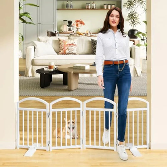 Short Dog Gate Indoor, 19.69" H Freestanding Small Dog Door Gates with Support Feet, Expands Up to 48" Wide Foldable Pet Gates