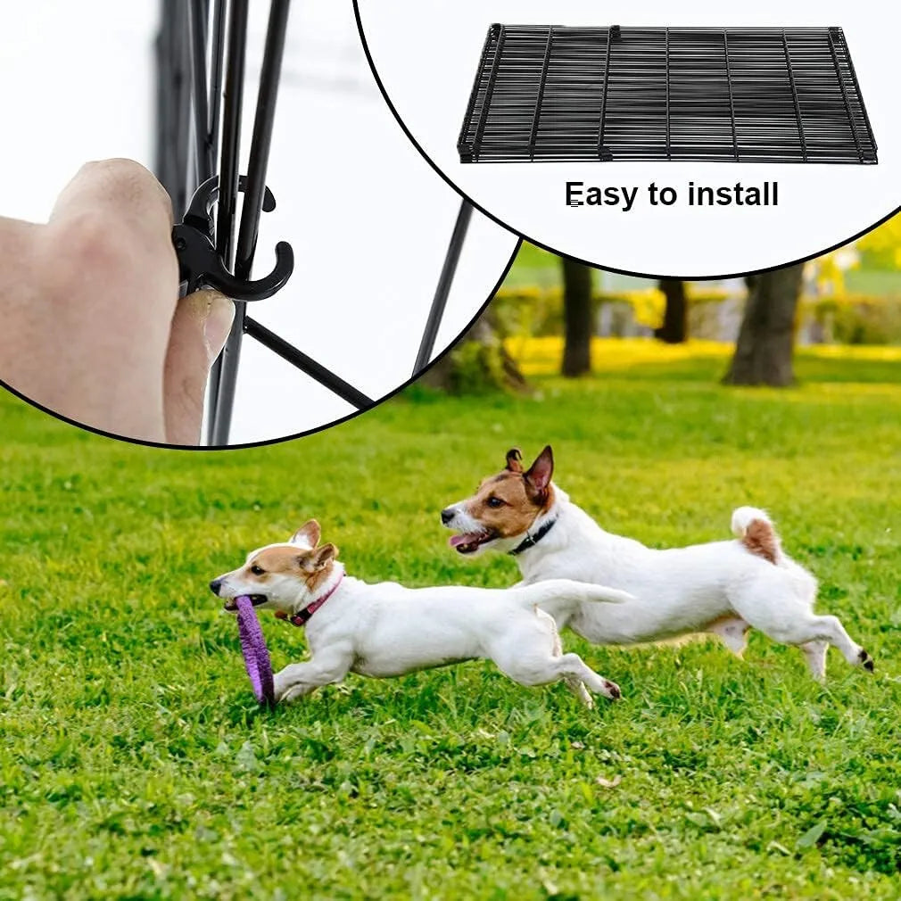 24 Tall Dog Playpen Crate Fence Pet Kennel Play Pen Exercise Cage -8 Panel Black