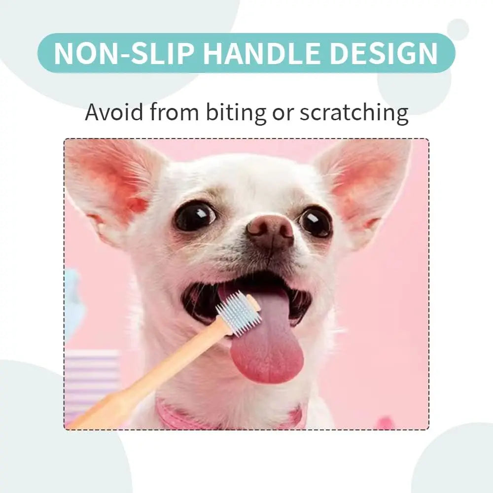 Small Dog Toothbrush Cat Tooth Brush Brushing Kit pet Toothbrush Cat Dental Care, Deep Clean Acne Chin Treatment Suction Cup 360