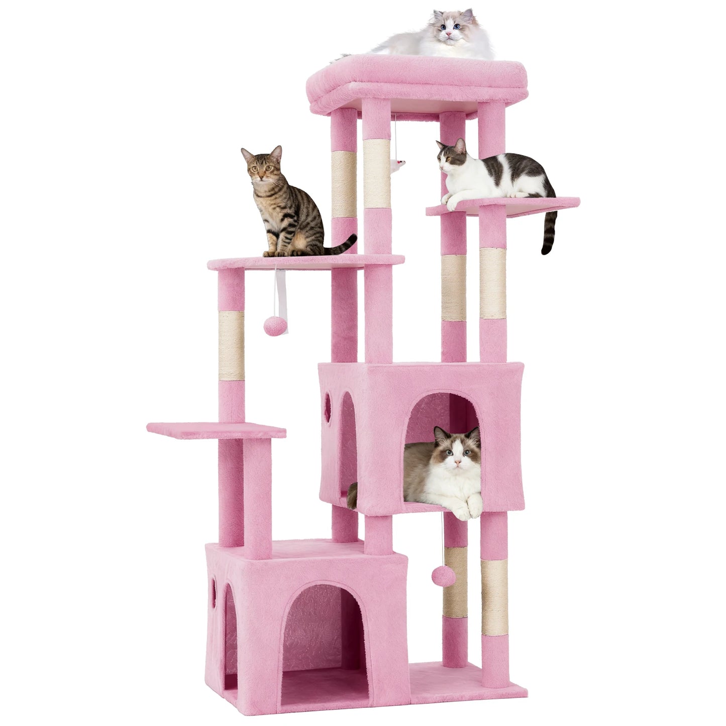 Multi-Level Cat Tree Tower for Large Indoor Cat & Maine Coons Cat Furniture with Perch/2 Condos/Sisal Scratching Posts/Play Toys