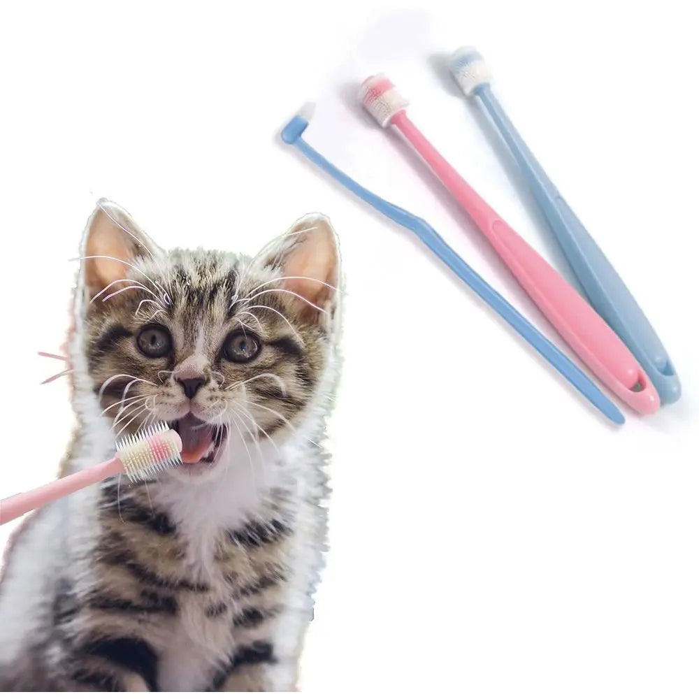 Small Dog Toothbrush Cat Tooth Brush Brushing Kit pet Toothbrush Cat Dental Care, Deep Clean Acne Chin Treatment Suction Cup 360