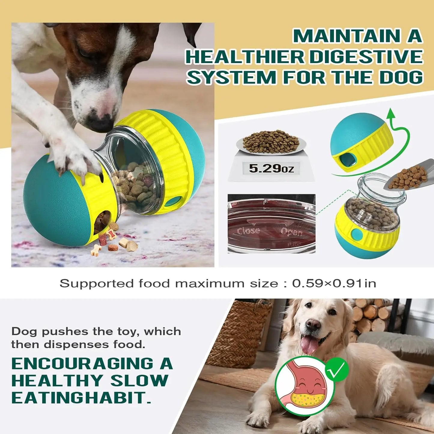 Dog Puzzle Toy Adjustable Treat Dispensing Ball Food Dispenser Tough Slow Feeder Puppy Enrichment Training Toy Pet Interactive C