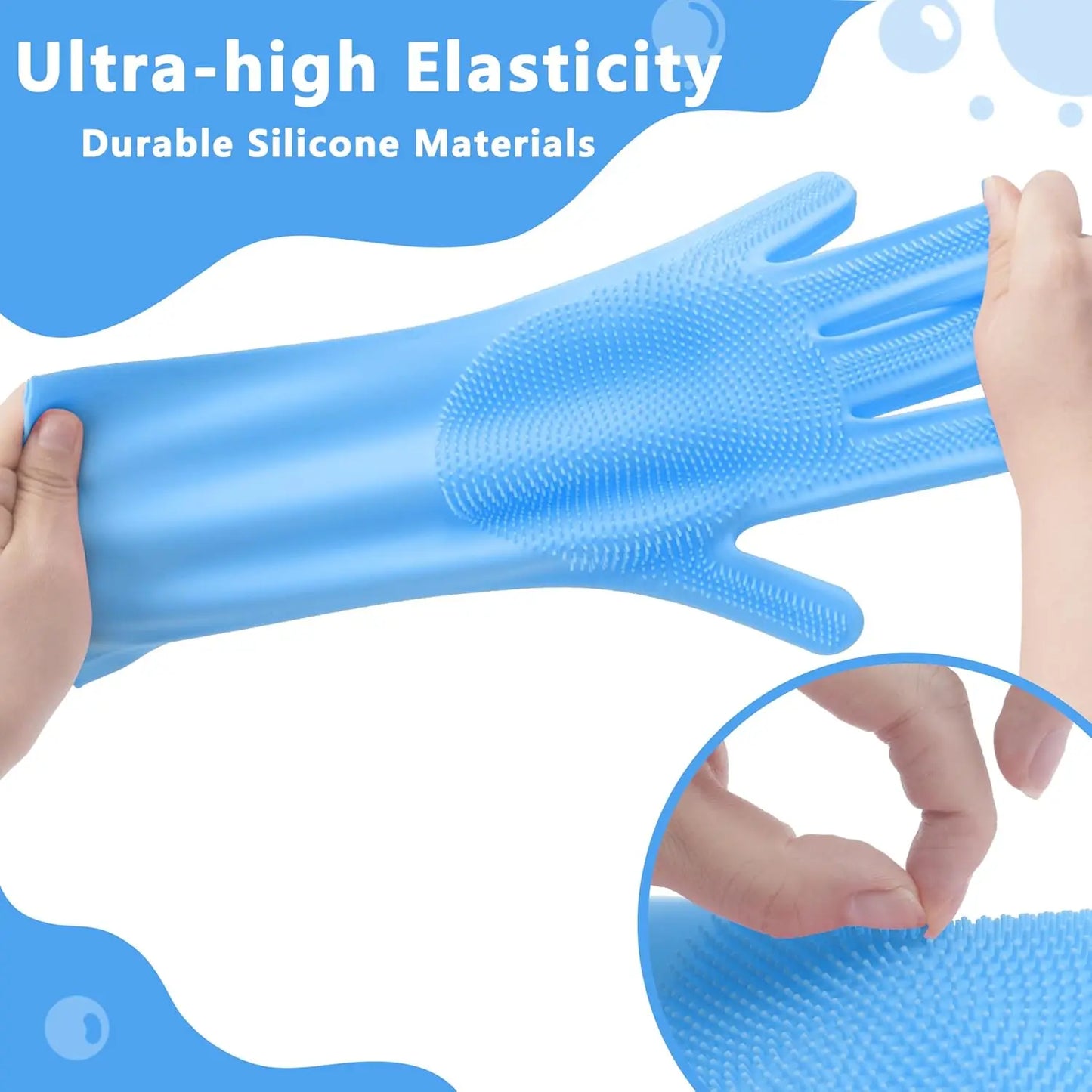 Pet Grooming Gloves—Heat Resistant Dog Washing Gloves with High-Density Teeth, Dog Bath Scrubber with Enhanced Five Finger Desi