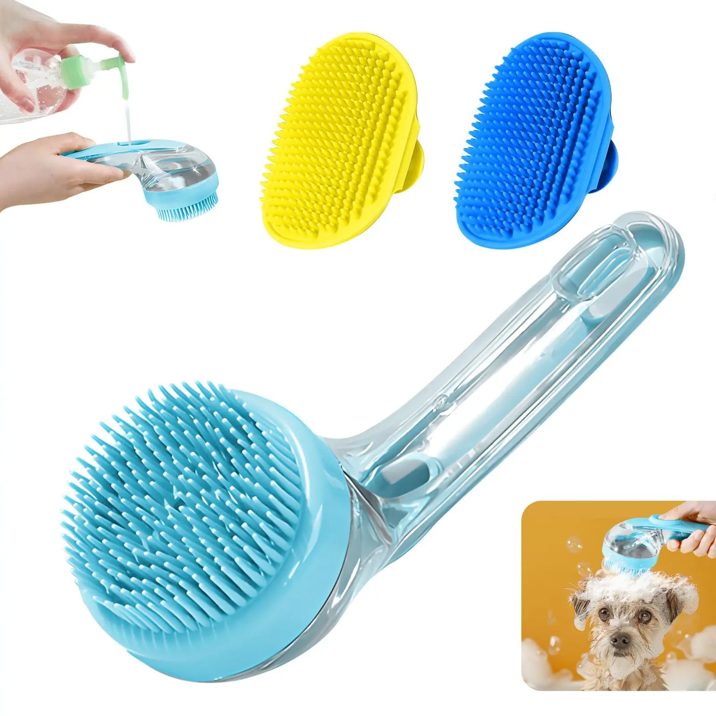 Dog Bath Brush Pet Cat Bath Grooming Device Portable Silicone Bath Massage Brush Dog Scrubbing Bath Essential Pet Supplies