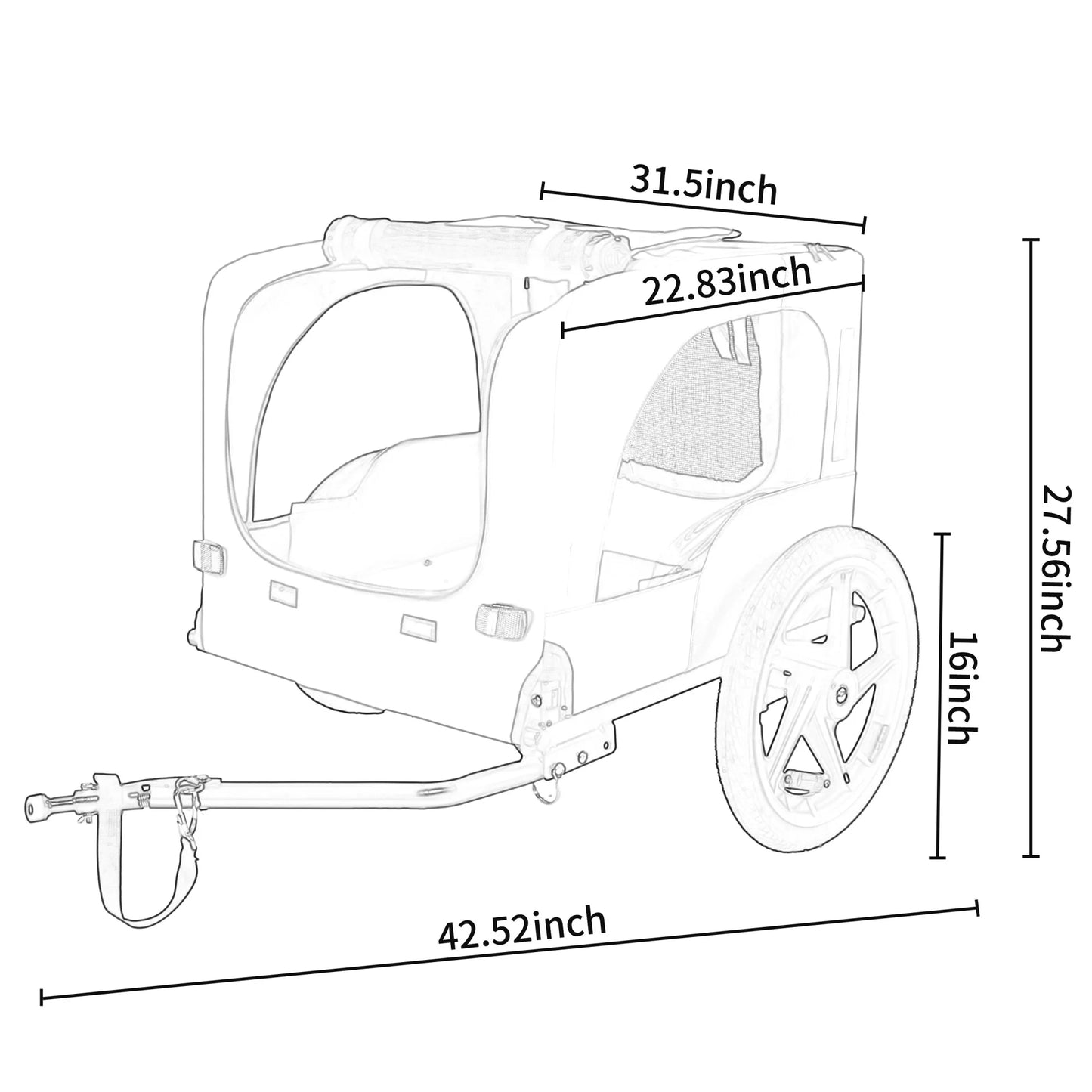 Foldable Dog Bike Trailer with Quick Release Wheel, Non-Slip Floor and Internal Leash for Small and Medium Pets