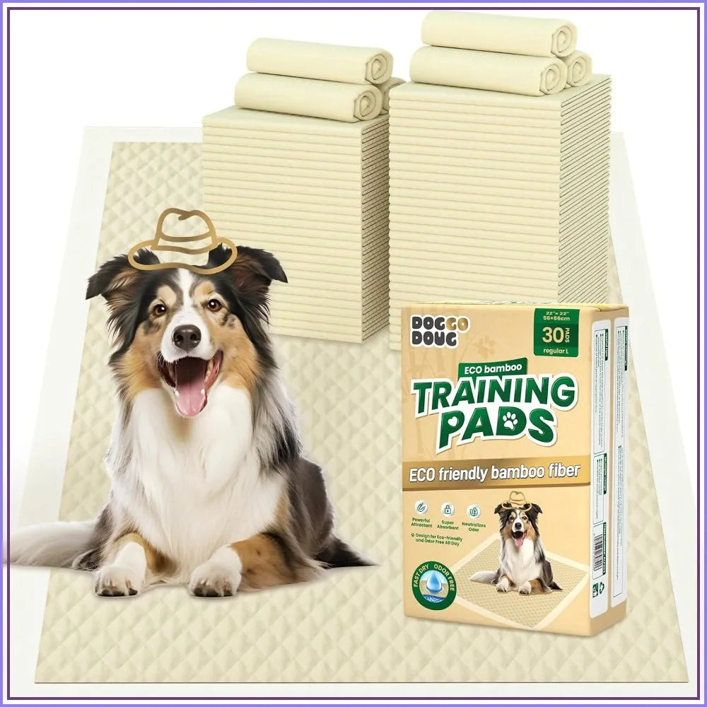 30 Count Small 22x22in Bamboo Training Pads, Deodorizing Leakproof Quick Drying Dog Pee Pads, Super Absorbent Disposable for Dogs, Puppies, Cats, Rabbits