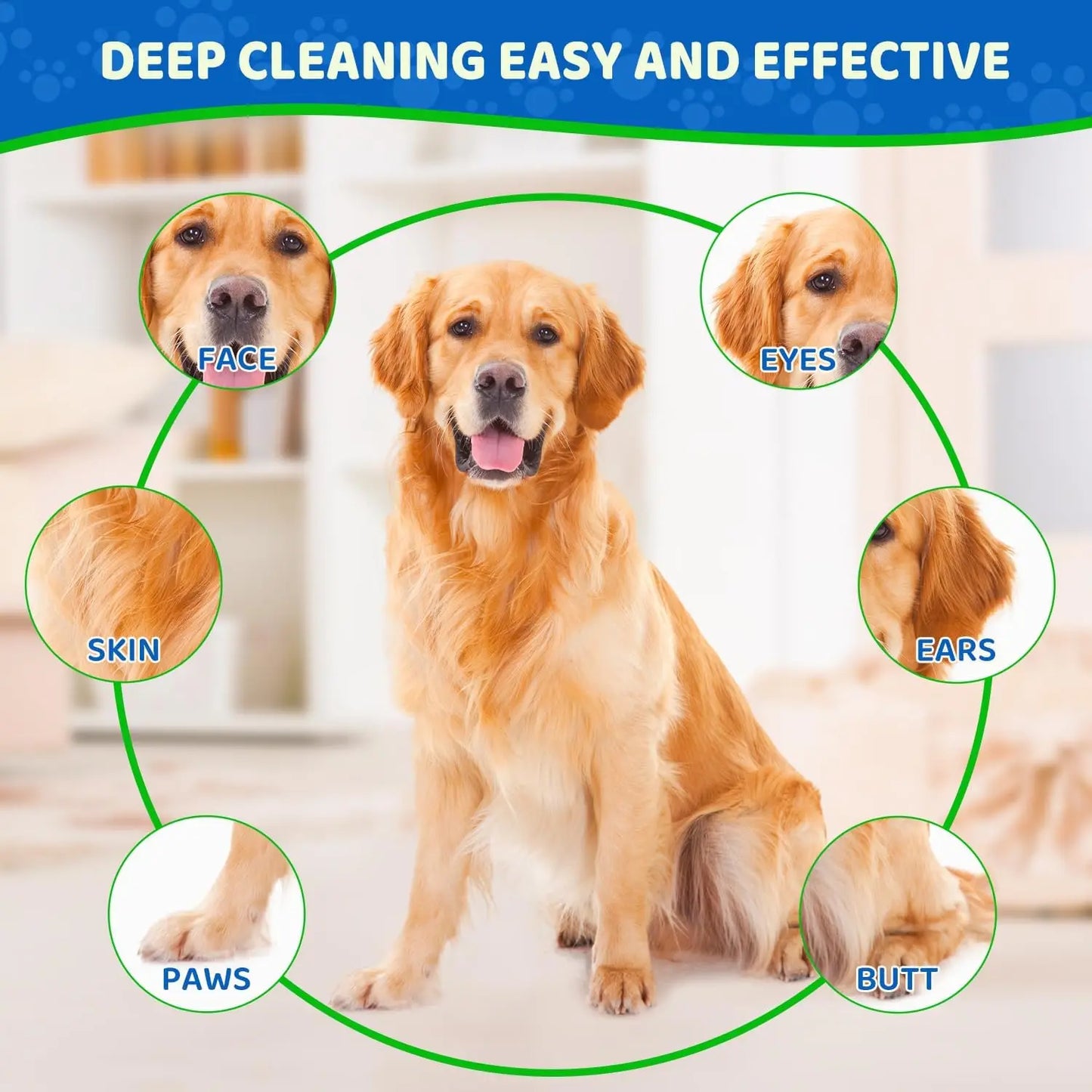 48 Pcs Pet Glove Wipes for Dogs and Cats, Cleaning & Deodorizing Bathing Grooming Wipes, Unscented Thick Nourish Fur Wipes for Dry Cleaning