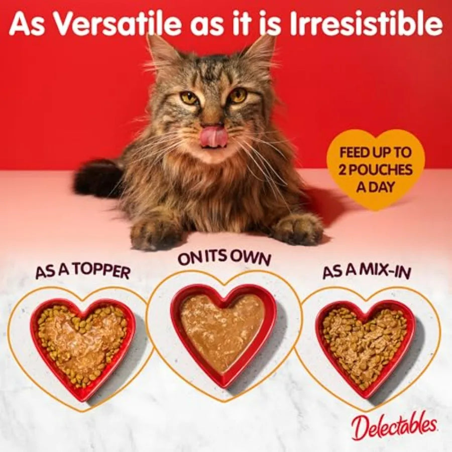 Lickable Treat Gravy Wet Cat Treat Pack, Food Topper, Hydrating, Grain-Free, No Fillers, By-Products, Added Preservatives, Pouc