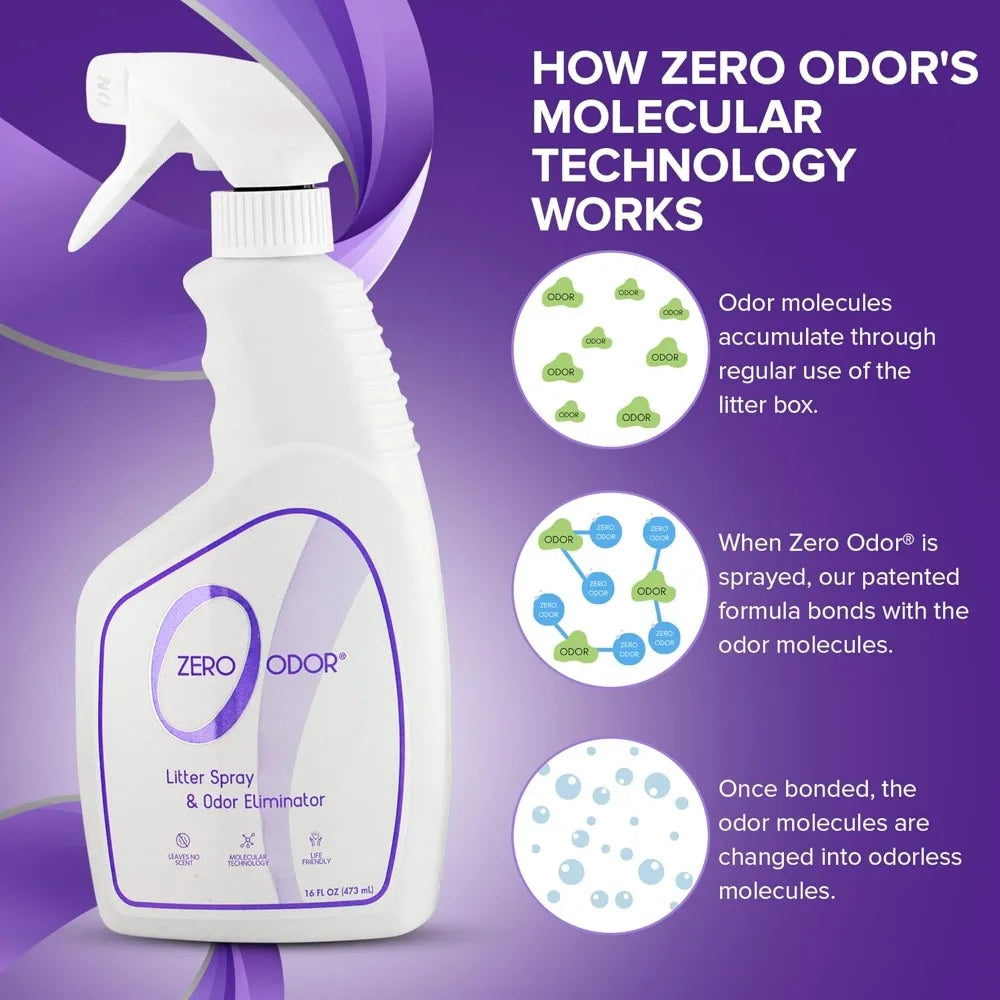 Permanently Eliminate Litter Odors with Patented Molecular Technology, Pet Safe, 16oz (400+ Sprays)