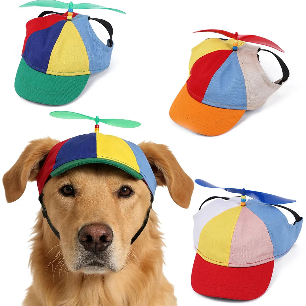 Propeller Halloween Costume Accessory For Cats Dogs Cute Funny Colorful Pets Rainbow Helicopter Hat Baseball Cap