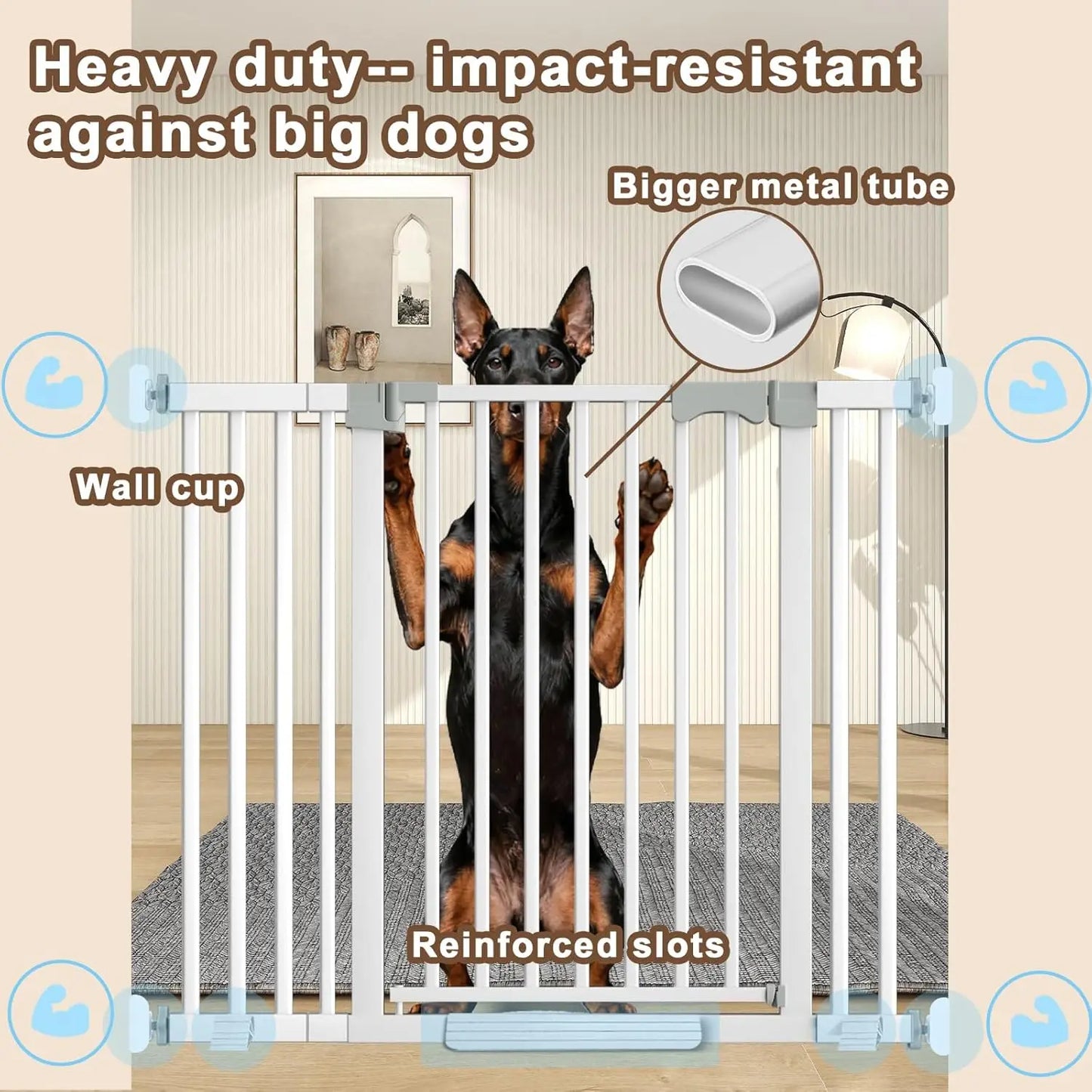 41" Extra Tall Baby Gate for Large Dogs, 30-40.9" Wide, Pressure Mounted, No Tools Needed, White