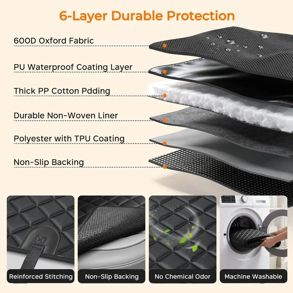 Dog Car Seat Cover or Pets Waterproof Seat Cover Hammock 600D Heavy Duty Scratch Proof Nonslip Durable Spot Back Seat Covers for