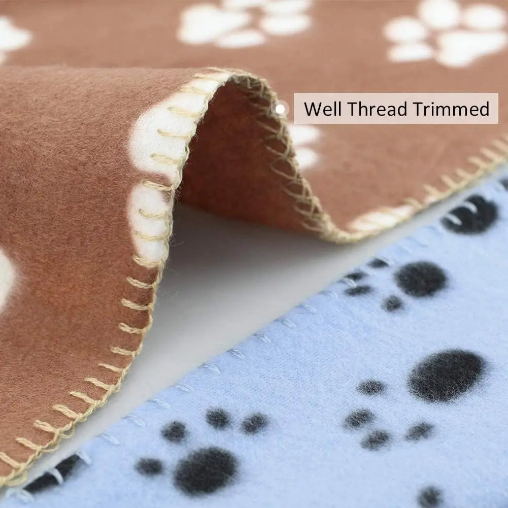 Soft Fleece Pet Blankets 6 Pack, 24x28 Inches, Washable Cat & Dog Bed Mat with Paw Print, Cozy for All Seasons