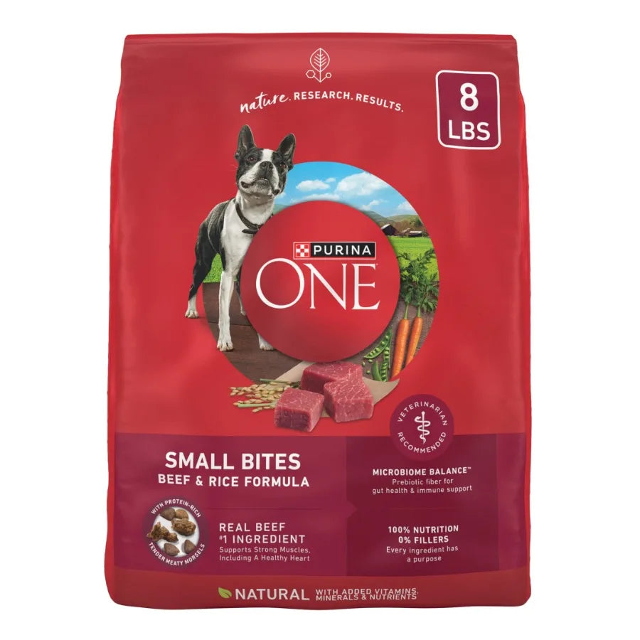 Small Bites Dry Dog Food for Adult Dogs with Added Vitamins and Minerals, High Protein Beef and Rice, 8 lb Bag