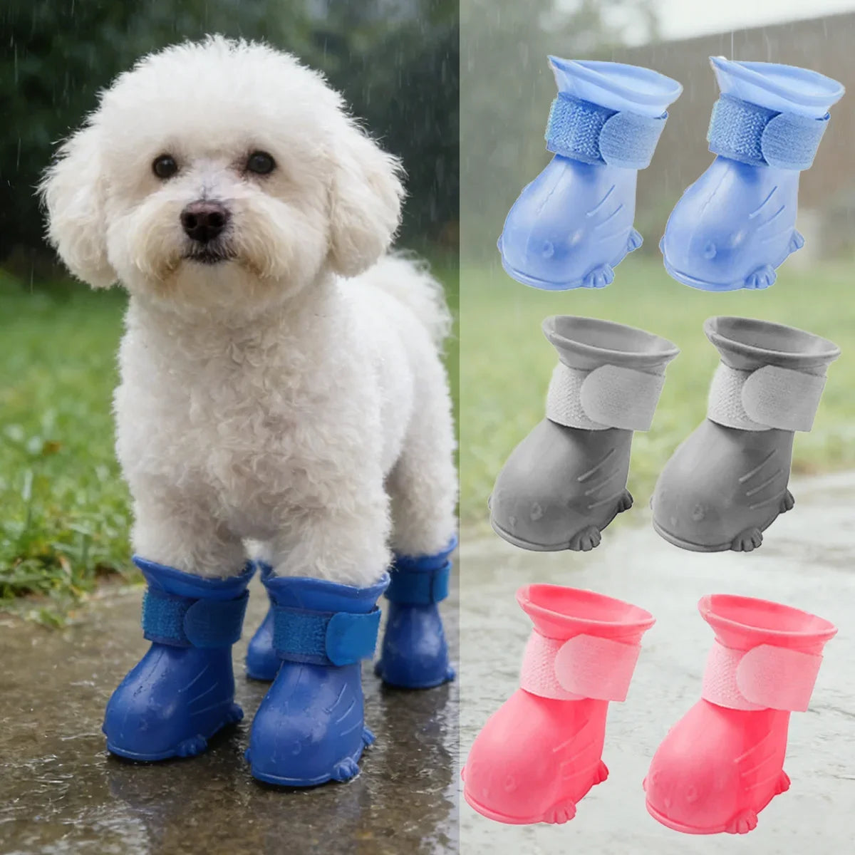 Pet Rain Boots Anti-slip Waterproof Dog Shoes Jelly Rain Boots Dogs & Cats Anti-Fouling Going Outside Teddy Chihuahua Shoes