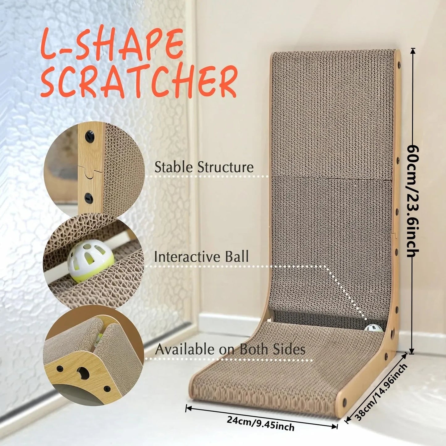 2pcs/6pcs L Shape Cat Scratching Post, 23.6 Inch Indoor Cat Scratching Post, Protective Furniture Cardboard Cat Scratching Post