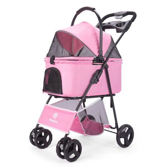 3 in 1 Pet Stroller with Removable Carrier, Folding Stroller for Small/Medium Dogs and Cats, Waterproof, All-Terrain, with Sun S