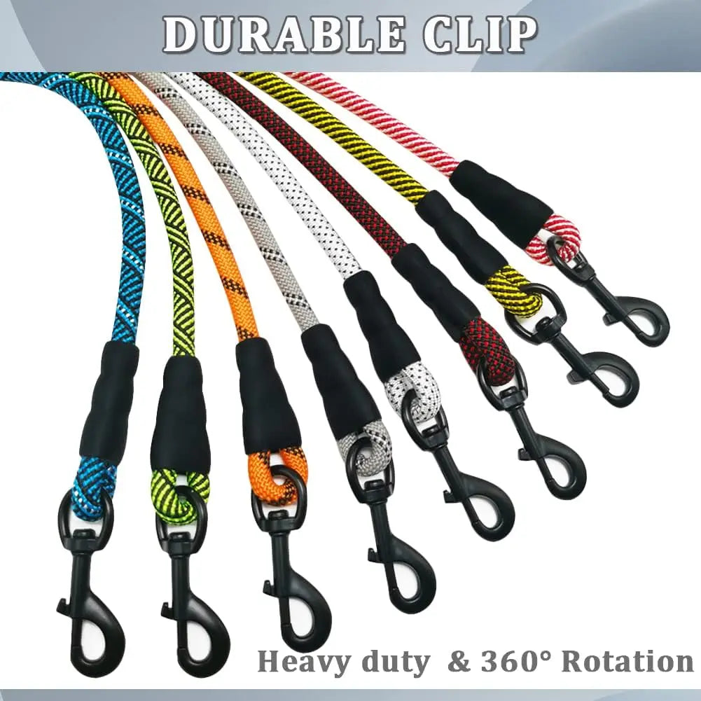 Heavy Duty Nylon Dog Leash, 3-30 FT with Soft Padded Handle for Large Medium Dogs (Blue Black, 1/2" * 8')