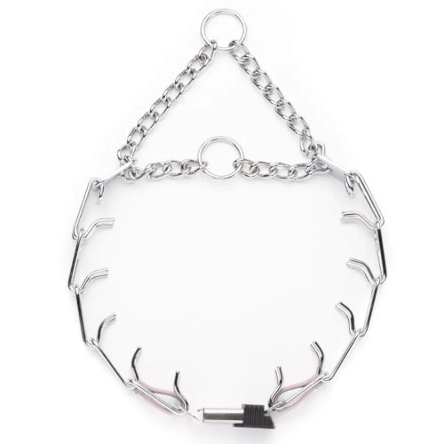Training collar for dogs, chrome plated steel with Pastel Purple Biothane insert, quick release ClicLock buckle and O-ring, 22i