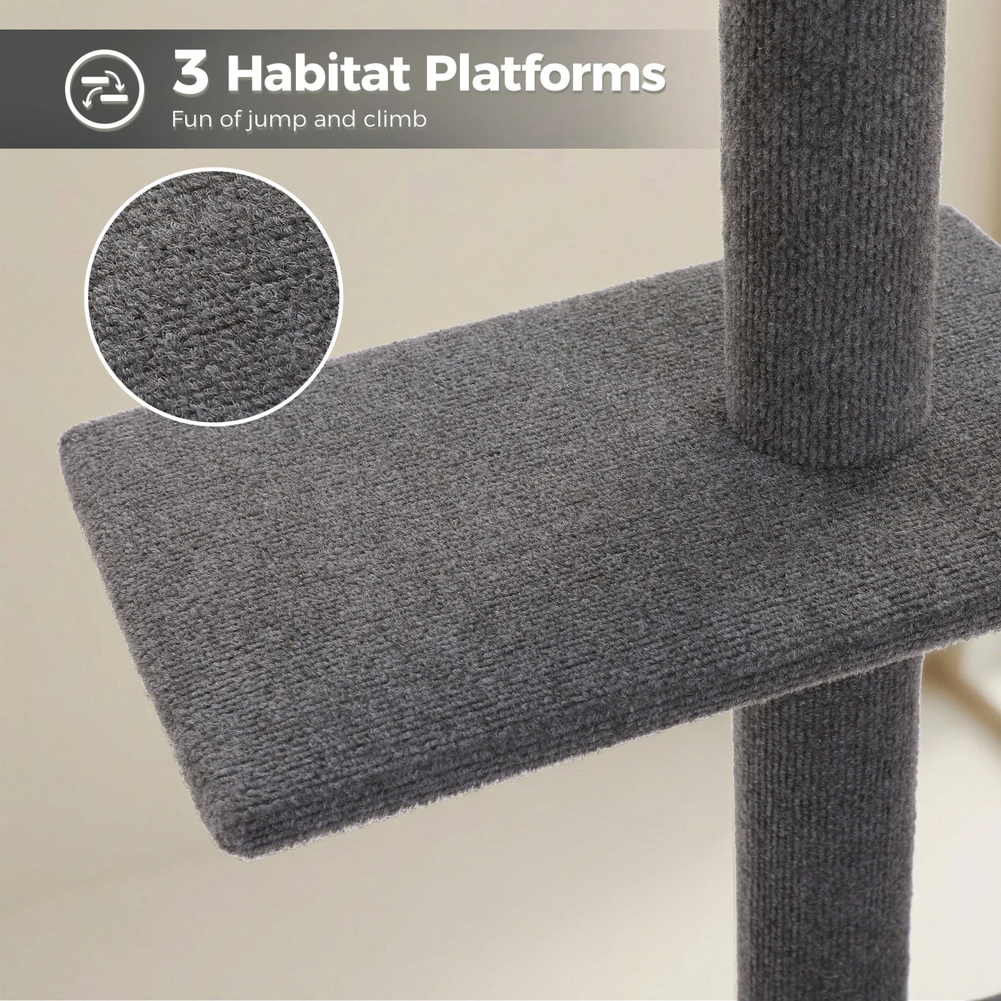 Floor to Ceiling Cat Tower for Indoor Adjustable Height Tall Cat Tree with Scratching Posts and Platforms Cat Scratcher Cat Toys