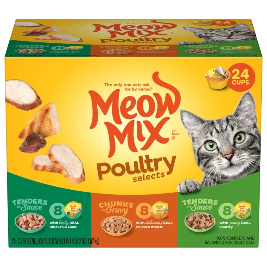 Poultry Selections Variety Pack, Wet Cat Food, 2.75 oz Cup 24 Pack