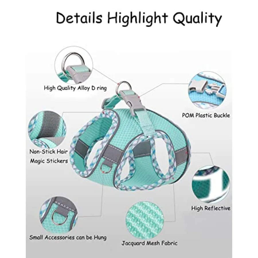 Dog Harness for Small Medium Dogs No Pull, Puppy Harness and Leash Set, Step in Dog Harness for Walking, Running, Training, Sma