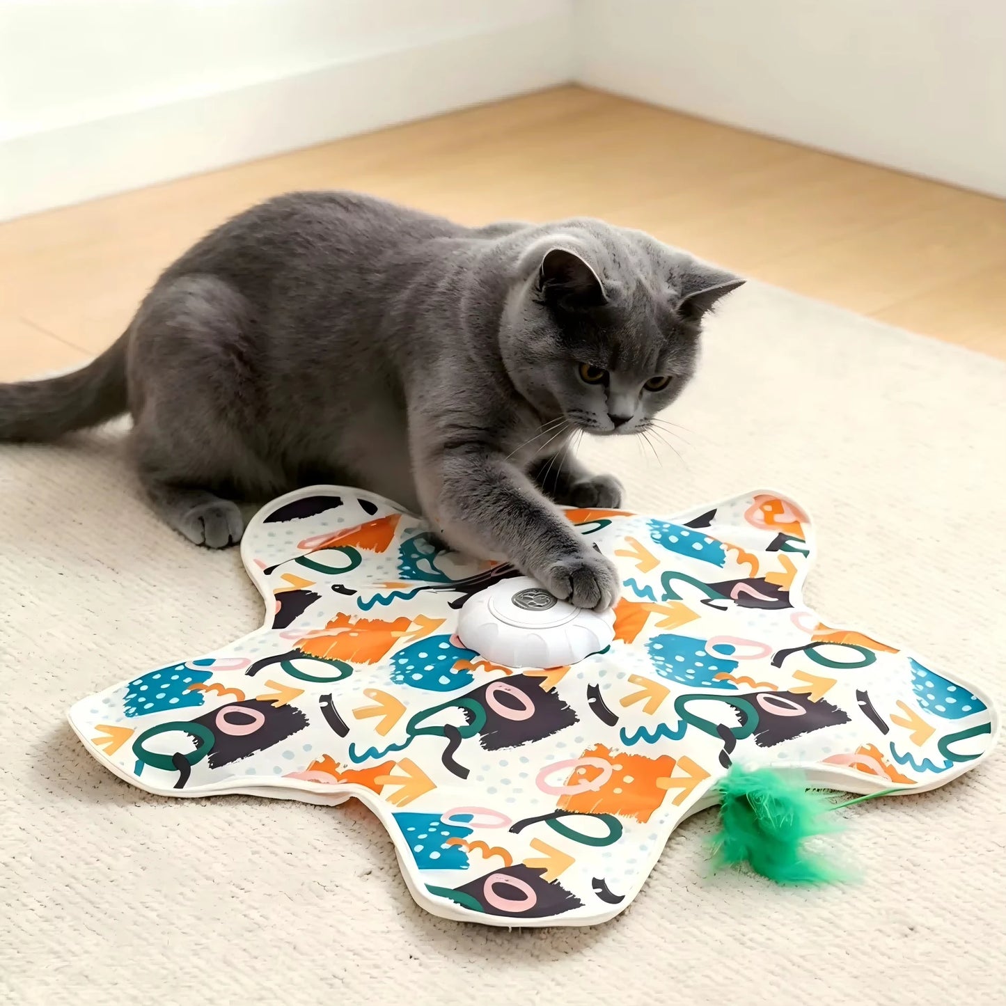 Automatic Interactive Cat Toy Hide And Seek Moving Feather Smart Sensor Durable Kitten Play Toy With Chirps For Bored Cats