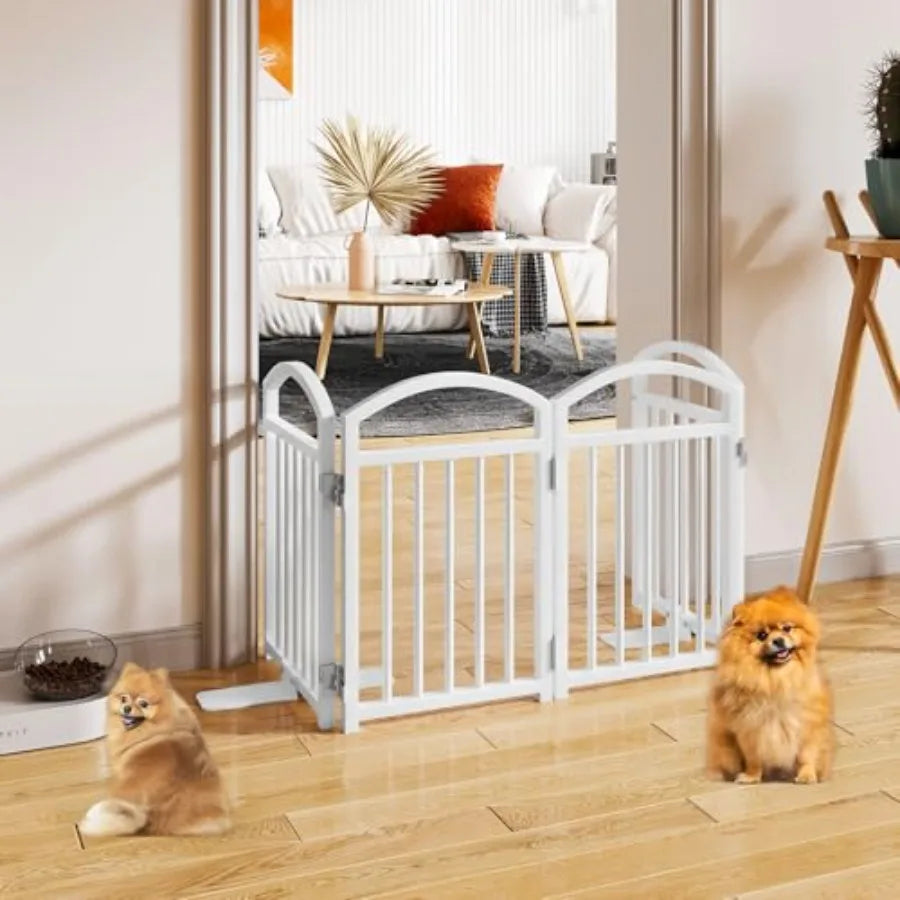 Short Dog Gate Indoor, 19.69" H Freestanding Small Dog Door Gates with Support Feet, Expands Up to 48" Wide Foldable Pet Gates