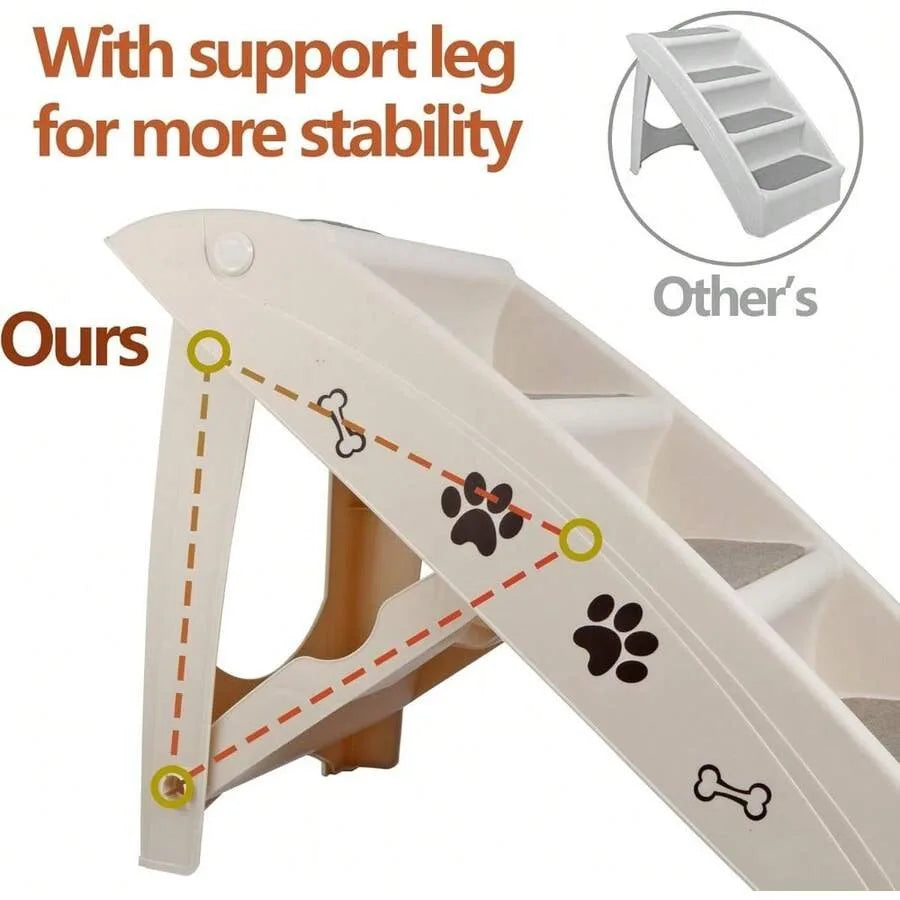 【New style】Dog Stairs and Steps For High Beds Folding Pet Ladder For Small Dogs Plastic Anti-Slip Cat Ramp, No Assembly Needed