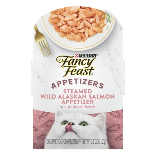 Purina Appetizers Wet Cat Food, Steamed Alaskan Salmon, 1.1 oz Trays, 10 Pack