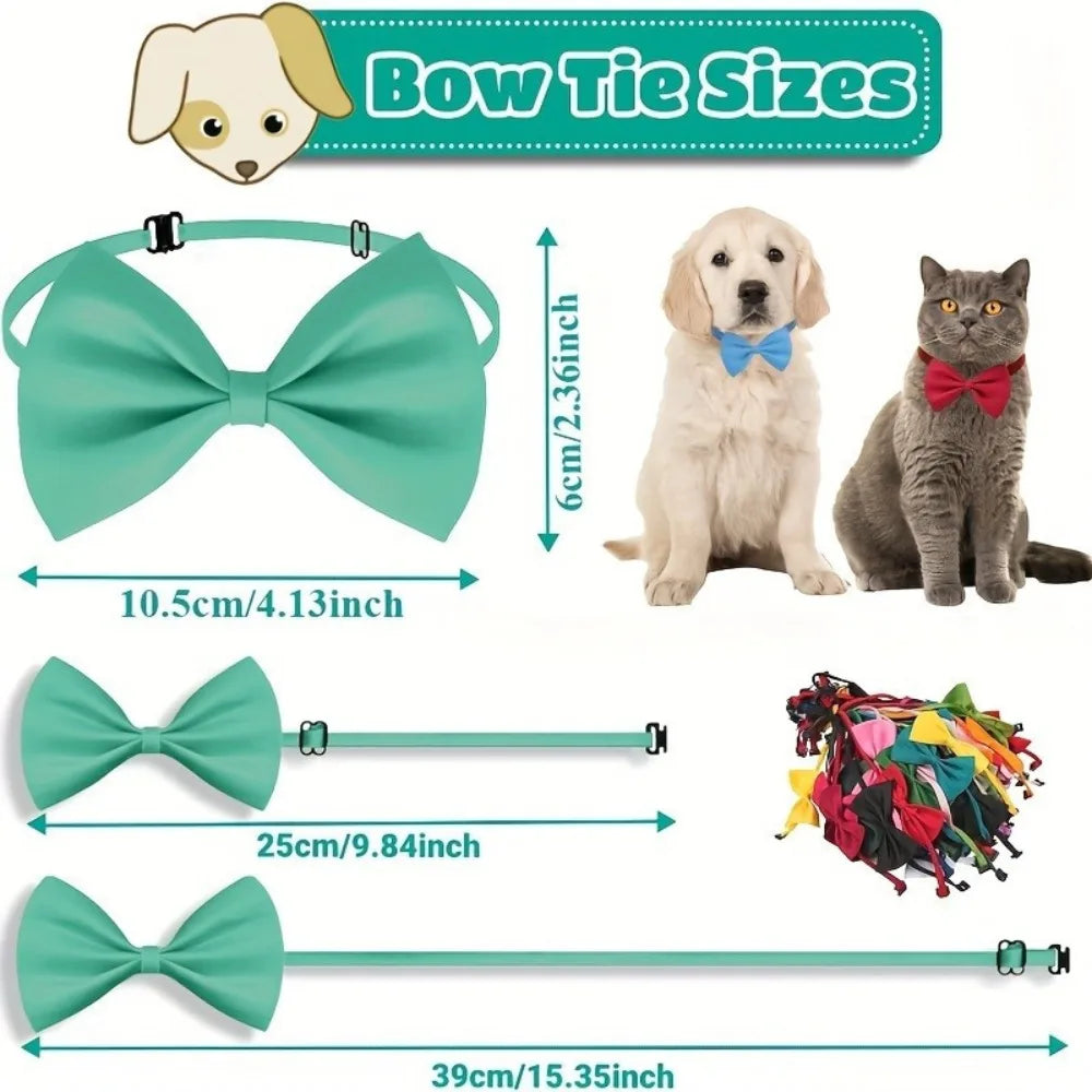 50 Pcs Dog Bow Ties Collar Christmas Adjustable Pet Bowtie Cat Neckties Bulk for Small Medium Puppy Cats Grooming Accessories